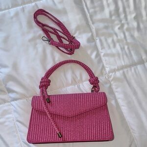 Elegant Pink Woven Handbag